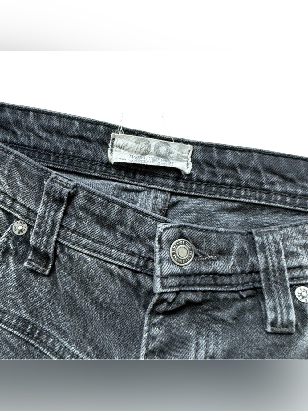 Free People We The Free Shelby Jeans 28 Black Flare Raw Hem Button Fly Denim Y2K - Picture 3 of 14